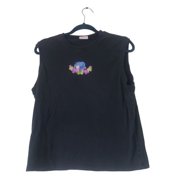 Vintage 90s Disney Womens Eeyore Black Muscle Tank Top Summer Vacation Kidcore - Picture 1 of 7
